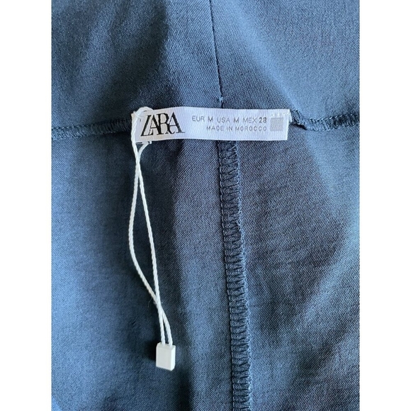 Zara Dark Blue Fluid Flyaway A-Line Wrap Midi Skirt Women’s Size M NWOT - Picture 5 of 6